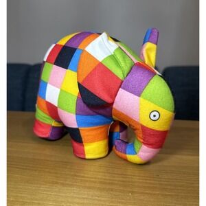 Elmer the Patchwork Elephant 1993 Soft Plush Stuffed Animal David McKee 6" Tall